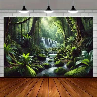 2D Rainforest Waterfall Backdrop for Calming & Adventure Photoshoot