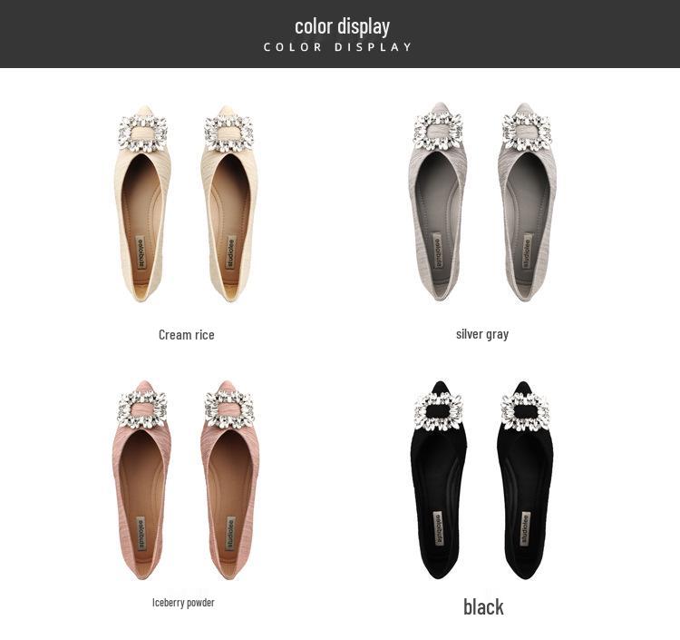 Grape Mom Studio: Spring French Rhinestone Pointed Toe Flats for Women