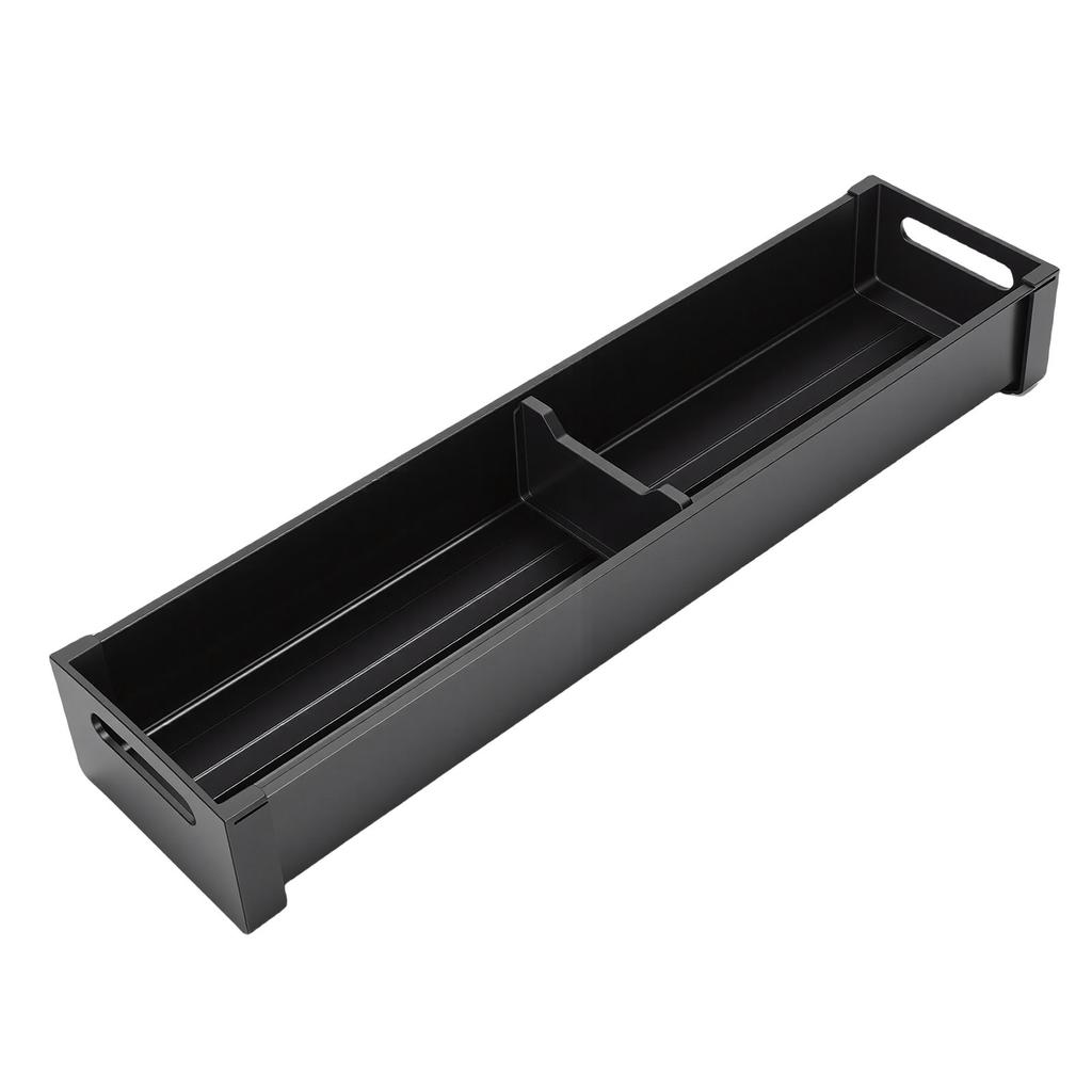 Silverware Drawer Organizer Aluminum Adjustable Kitchen Utensil Tray Flatware and Utensil Holder for Spoons Forks Black