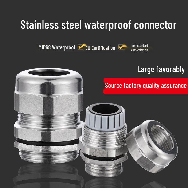 304 Stainless Steel Waterproof & Explosion-Proof Cable Gland, Metal Seal, PG9 M16, M25 Fixing Head