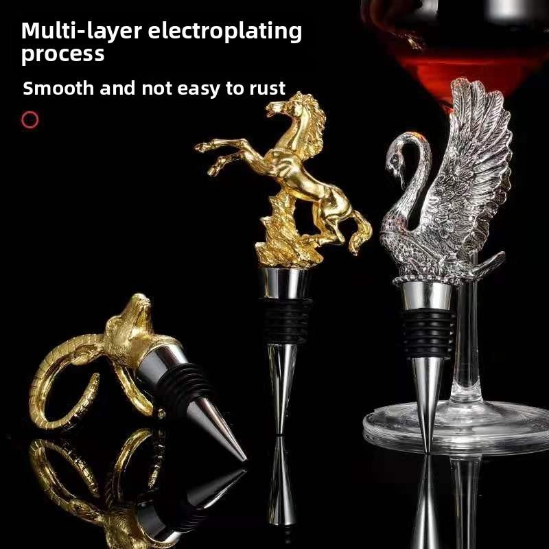 Lion Head Bottle Stopper Silver Seals Premium Cork For Wine Preservation And Gift