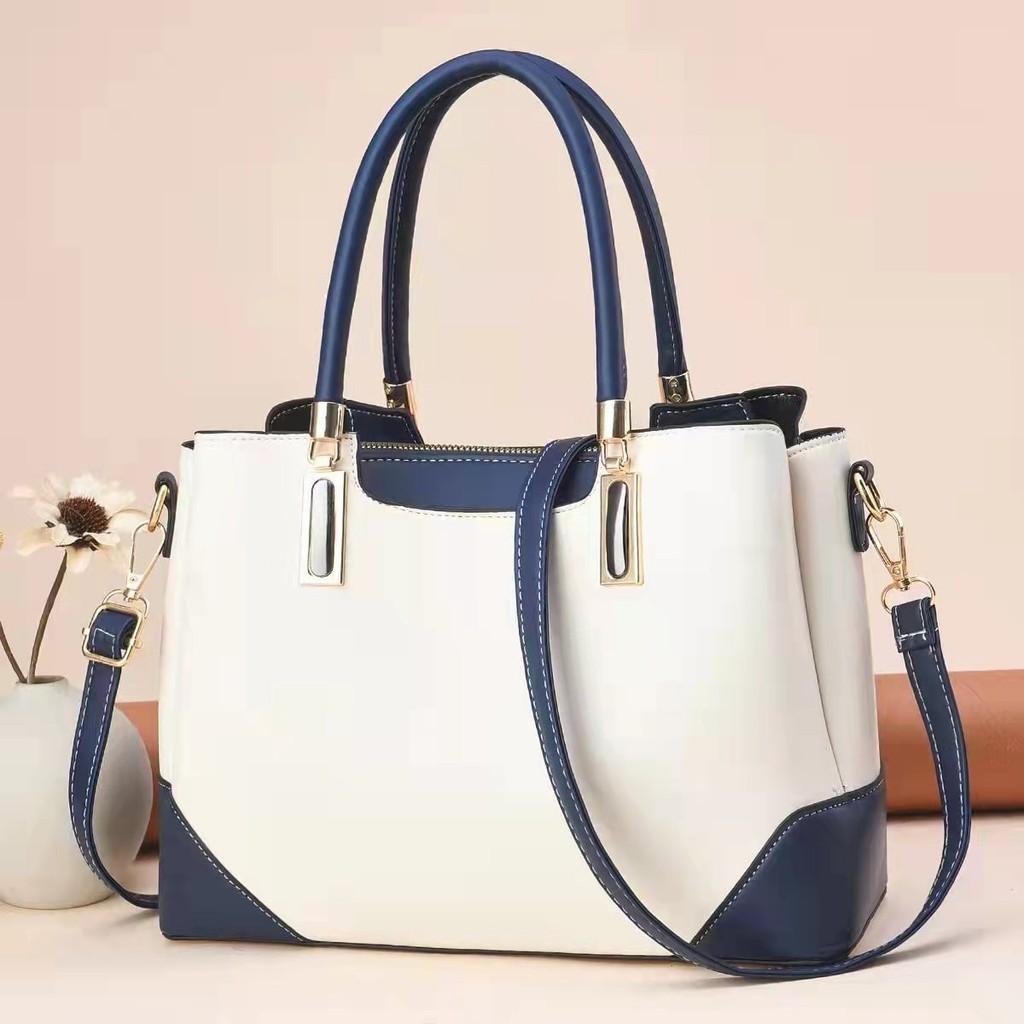 Simplistic Large Capacity Tote Bag 2023 New Women's Bag Cross-border Soft Leather Splicing Big Bag