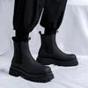 2024 Platform Black High Top Boots WMen High Heel Genuine Leather Ankle Chelsea Boots Men Punk Shoe Thick Bottom Botas De Mujer