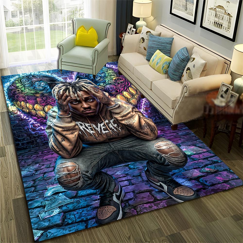 3D Top Rapper Legende Star Kunst Cartoon Hip Hop Teppich für Schlafzimmer Wohnzimmer Sofa Zuhause Fußmatte Dekor,großer Spiel-Rutschfester Bodenbelag