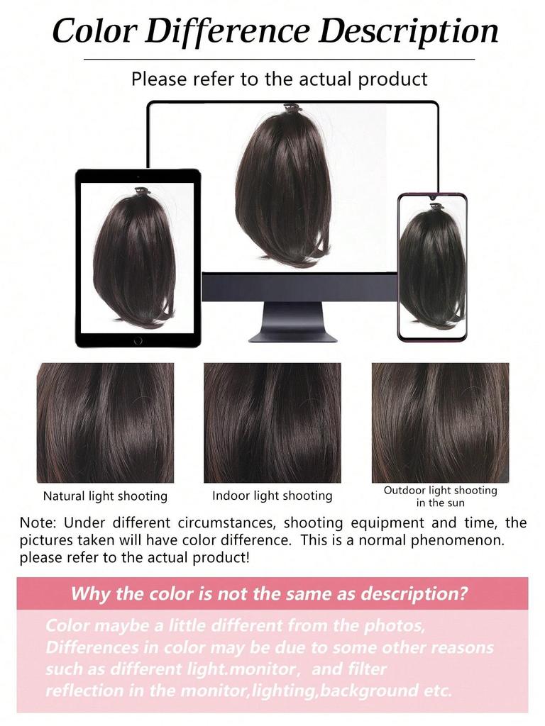 Synthetic Claw Clip Ponytail Extension 8-inch Short Curly Ponytail Hair Piece For Women's Daily Use