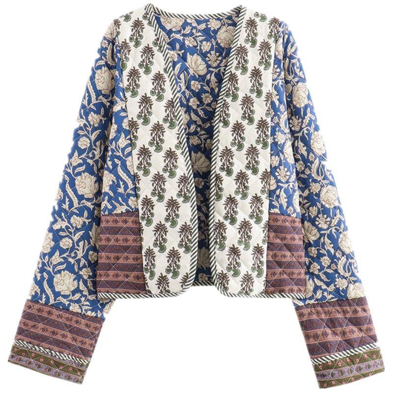 

Fashion Style 2024 Fall and Winter New Arrival Women s Clothing Loose Easiest for Match Stylish Double-Sided Wear Print Thread Cotton Coat Jacket Figure Color L