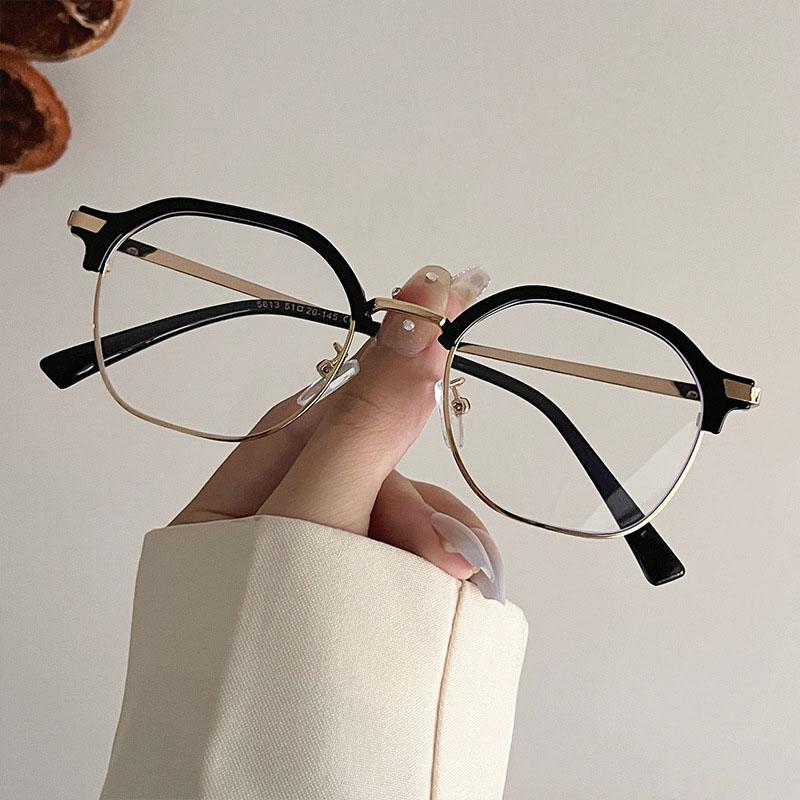 New Fashion Women'S Eyeglasses Frame  Material Semi-Rimless Eyeglass For Men Blue Light Blocking Man Glass