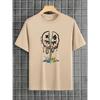 Men and Women Split Smiley Face Street Hip Hop T-shirt Is Suitable for Everyday Wear with Cartoon Print Tee Clothing