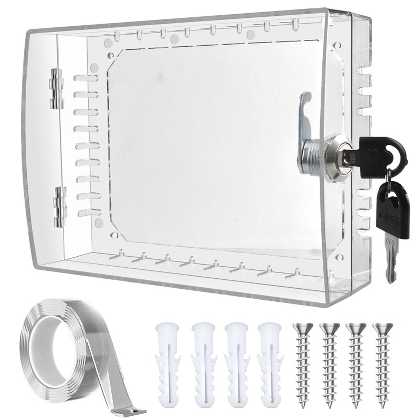 

Wall Mounted Clear Thermostat Lock Box Guard Cover with Key and Screws Set for Safe Temperature Control in Shared Space 1