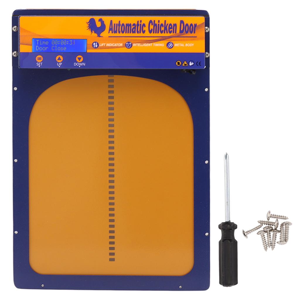 Automatic Chicken Coop Door with Timer Aluminum Alloy LED HD Display Battery Powered Auto Chicken