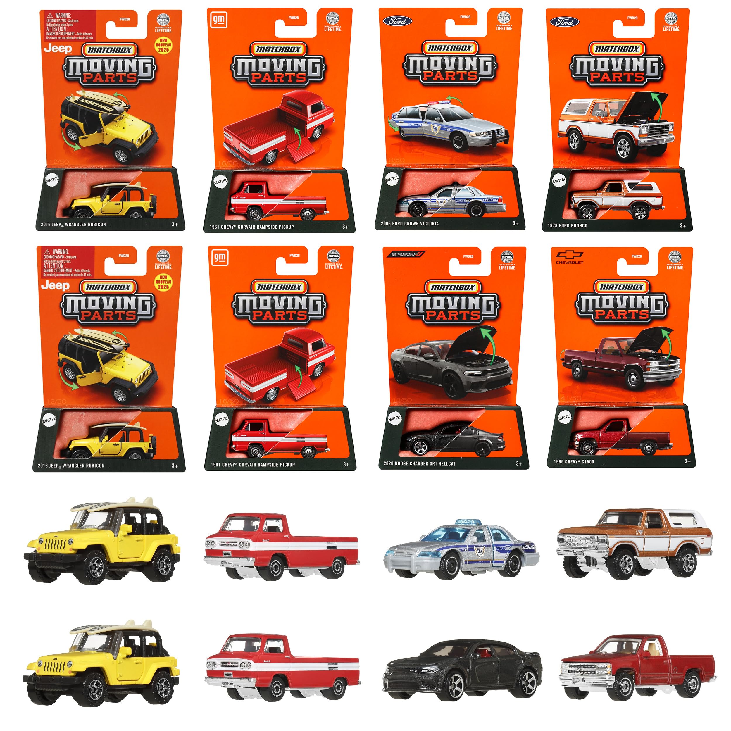 

Matchbox Подвижные Части Ассорти Транспорт Игрушка Мини Коробка Возраст Машинки, Набор из 8 Машинок, Набор, 3+, Многоцелевой, 985C-FWD28