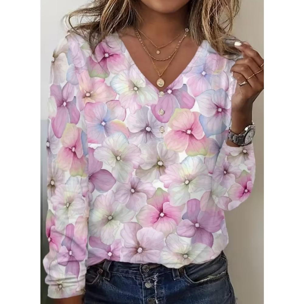 European and American Women's Long Sleeved Printed Fashionable Spring, Summer, Autumn T-shirts, Streetwear Tops