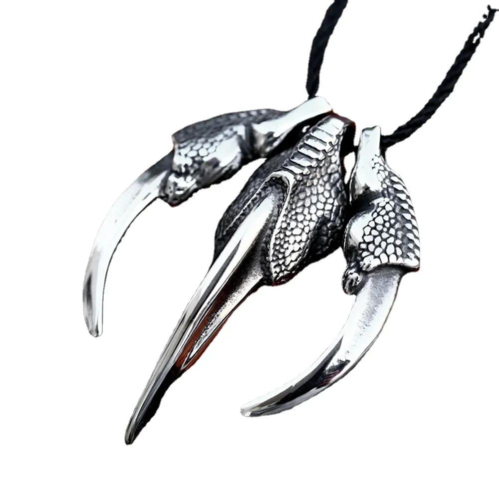 Neue Vintage Wikinger Drachenklaue Anhänger Halskette Für Männer Einzigartig Punk Tier Edelstahl Halsketten Mode Kreativer Schmuck