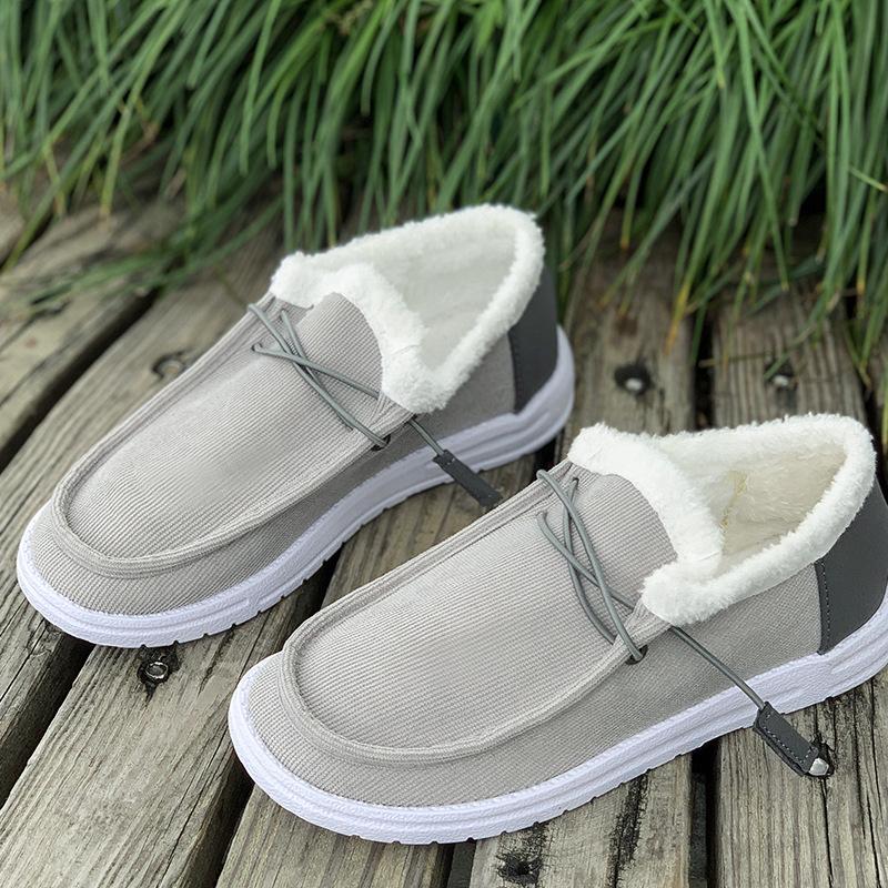 Pantofi de bumbac pentru femei toamnă și iarnă noi culoare solidă vârf rotund talpă plată mărime mare cald și cu catifea pentru femei cu un singur pedale