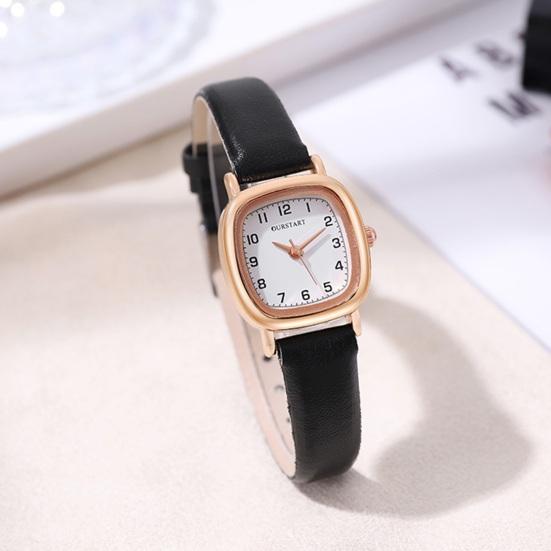 Montre à quartz Cadran carré Bracelet en simili cuir réglable Pas de retard Vérification du temps Haute précision Montre-bracelet de trajet exquise