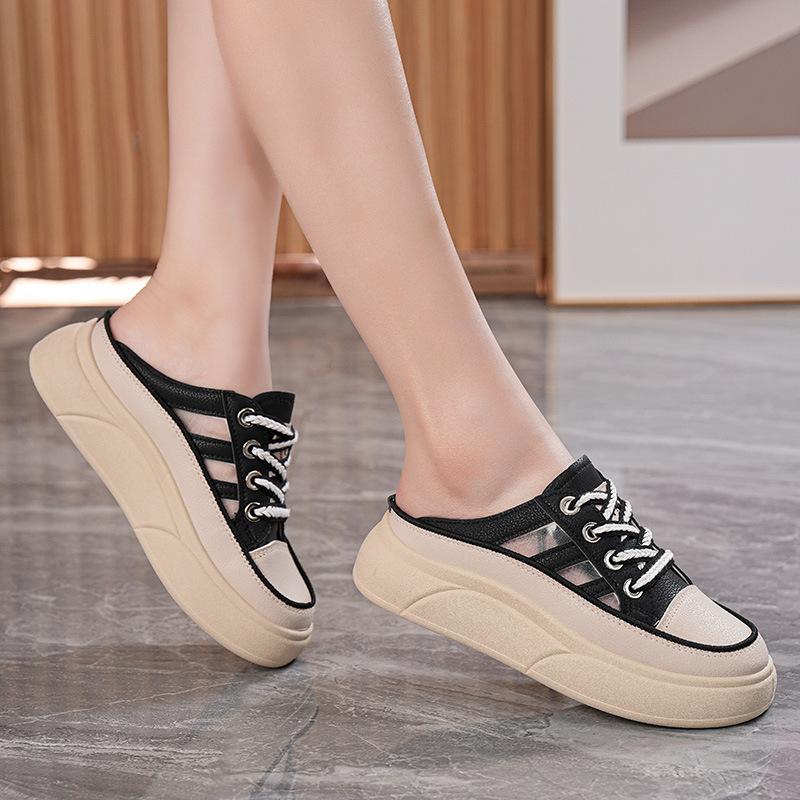 Summer New INS Breathable Hollow Bag Head Half Slippers Casual Shoes Platform Sandals