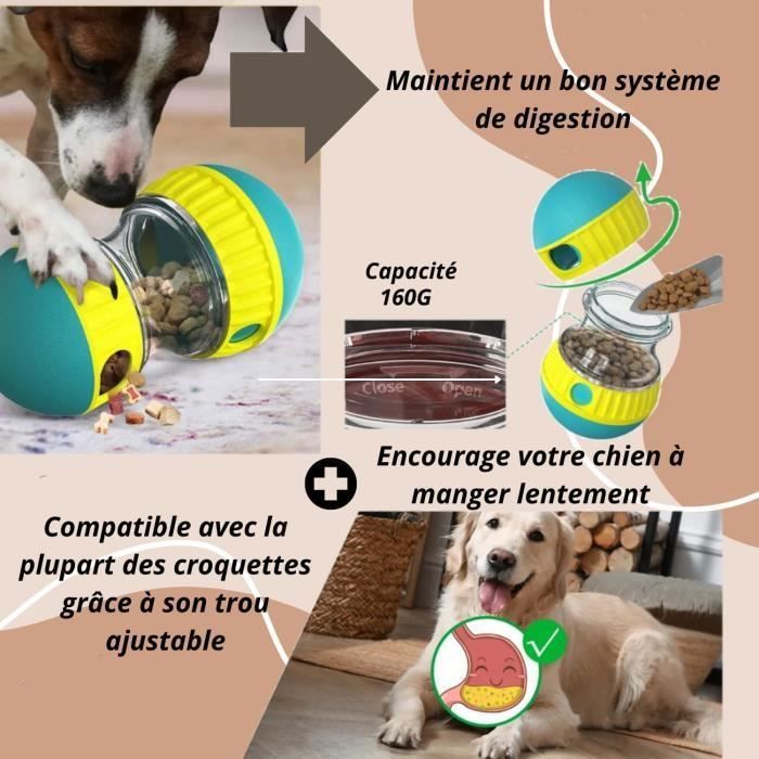 Jouet interactif pour Chien Distributeur de croquettesBalle Interactive ChienJouet IntelligentJeu IndestructibleJouet JOUET