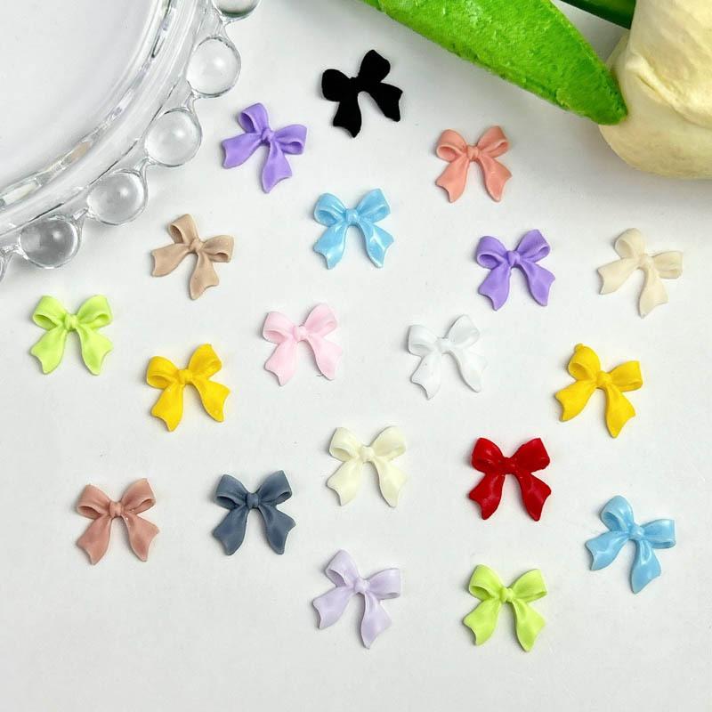 Hot-Selling Bowknot Nail Art Accessories Macaron Color Solid Color Ribbon Bowknot Mixed Pack