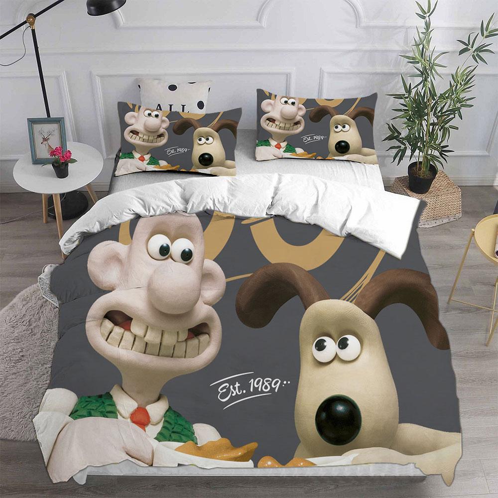 Wallace & Gromit Bedding Sets Comforter Quilt Bed Cover Duvet Cover Pillow Case 2-3 Pieces Sets Kids Adult Size