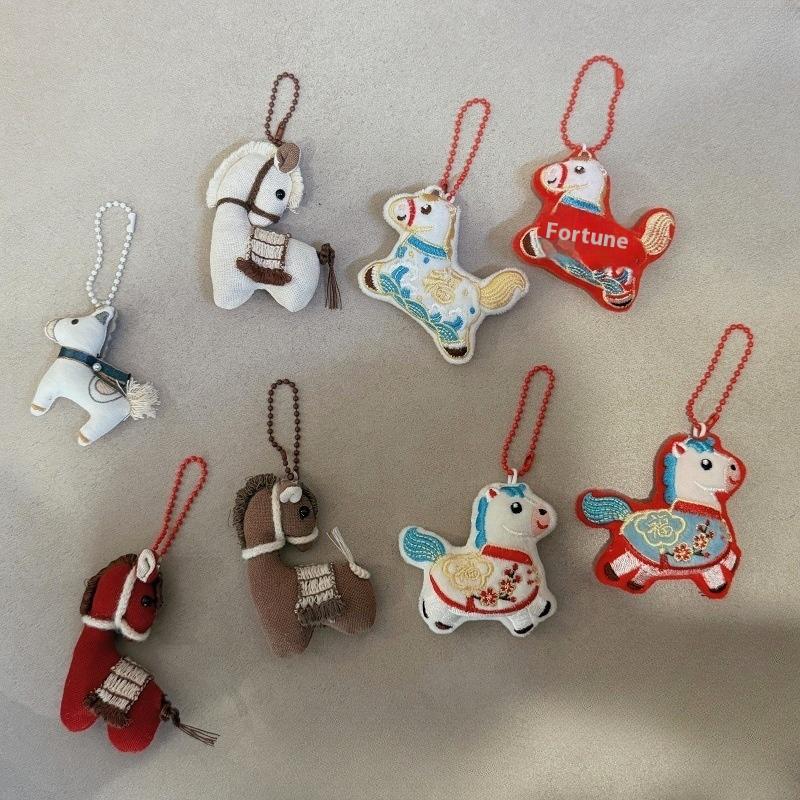 Year Of The Horse  Year Festive Doll Ornament Chinese Style Pony Zodiac Ornament Schoolbag Pendant Keychain