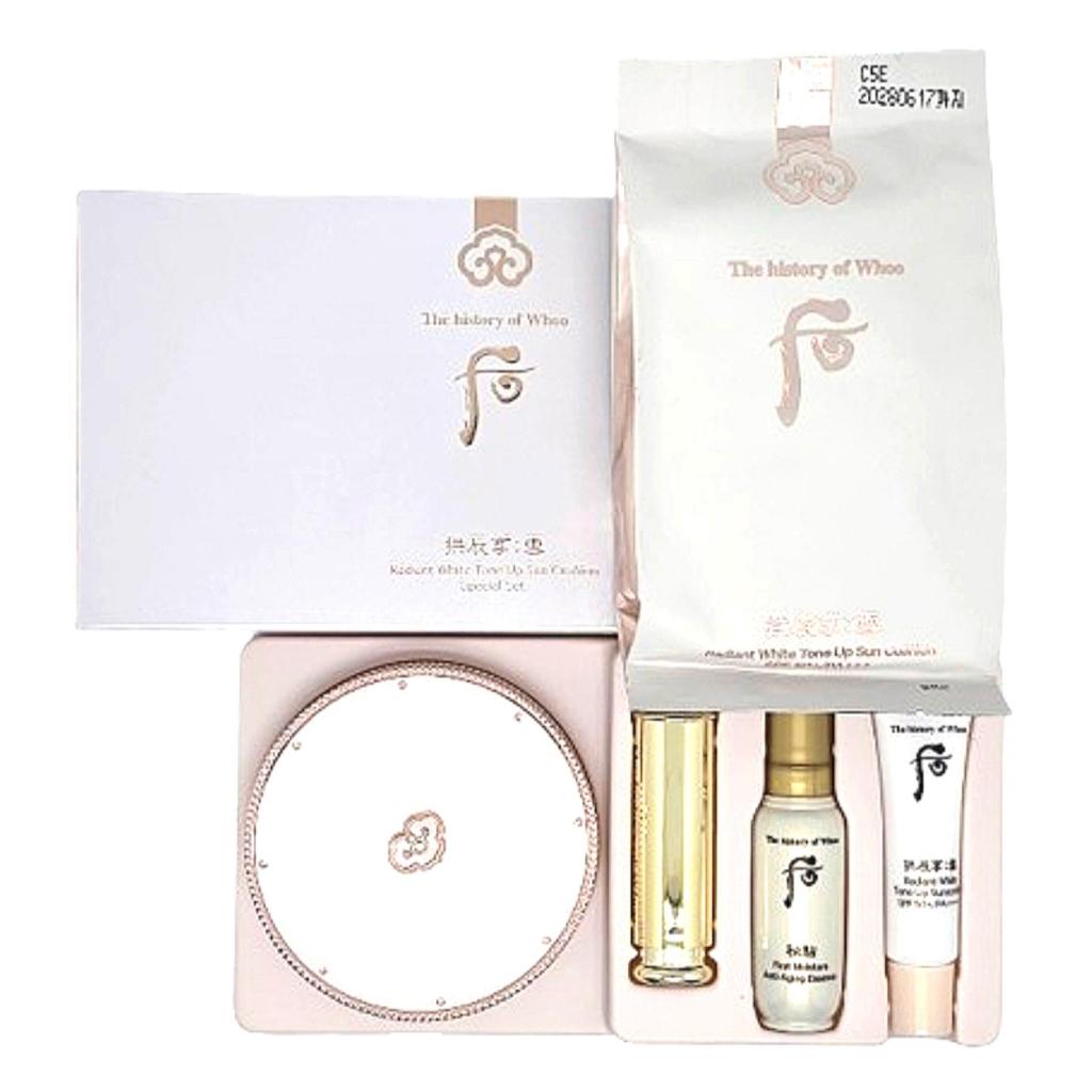 The History of Whoo Gongjinhyang Seol Radiant White Tone Up Sun Cushion Special Set | Korean Luxury Brightening & UV Protection Cushion