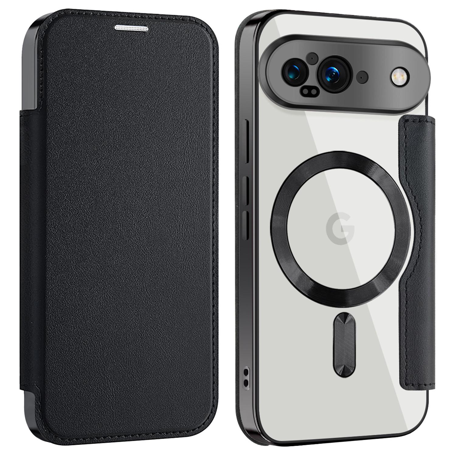 

Для Google Pixel 9 Чехол Совместимый с MagSafe Блокировка RFID Кожаный Чехол для Телефона Black