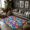 Blauer Teppich Waschbar Rutschfest Innen Außen Matte Heimdekoration Wohnzimmer Küche Boden Teppich Modern Abstrakt Kunst Design Patt