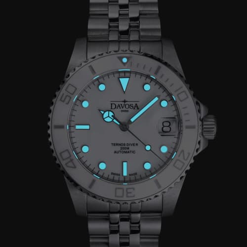 Davosa Ternos Medium Amaranto Automatic Watch, Swiss Made, Silver, 166.195.01, Men's