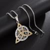 Retro Celtic Knot Pattern Disc Cross Pendant Necklace for Men Gothic Punk Trend Street Jewelry Gift