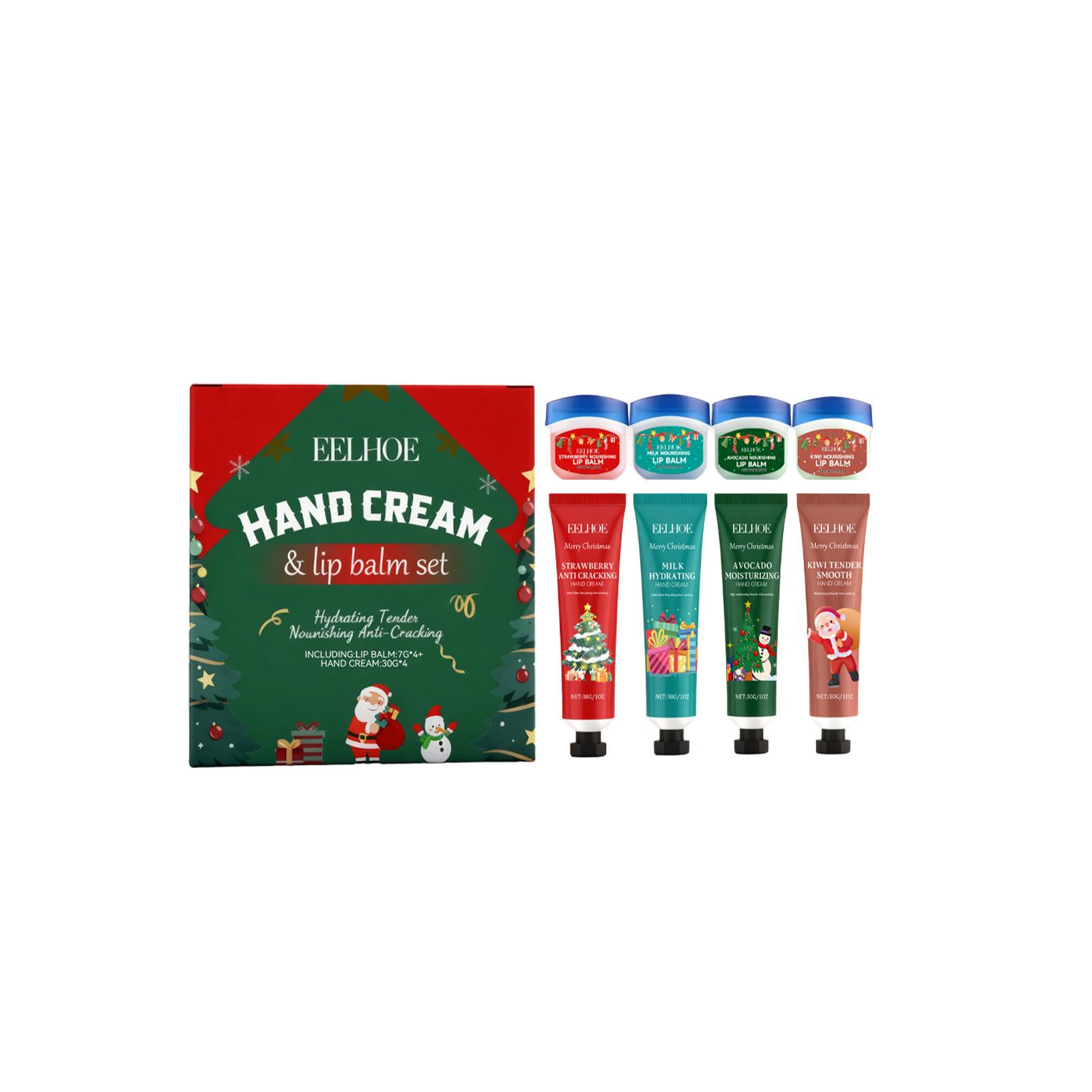 

EELHOE Christmas Hand Cream & Lip Balm Set: Nourishing, Moisturizing, and Hand Care