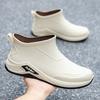 Rain Shoes Men's New Bundle Mouth Rainproof Waterproof Shoes Short Medium Tube Fashion Rain Boots Velvet Cotton Water Boots Work Rubber Shoes
