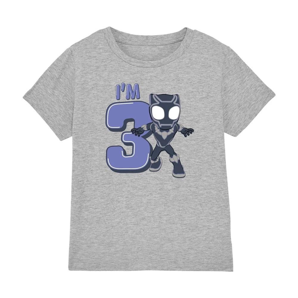 Black Panther Cute Birthday 3 Kids T-shirt Athletic Heather 130