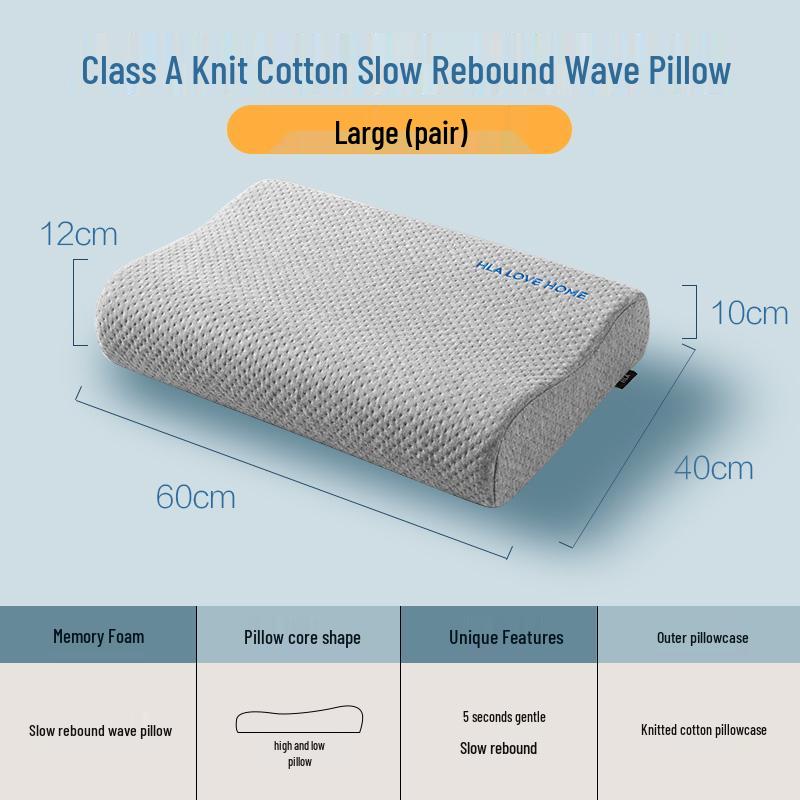 Men's Knitted Memory Foam Pillow Pair - Slow Rebound, Neck Support, Pressure-Free Comfort for Enhanced Sleep