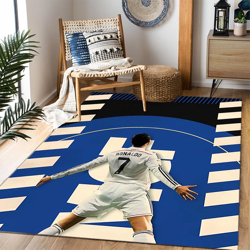 Ronaldo's Iconic Celebration Themed Anti-Slip Rugs - Polyester Home Decor, Suitable for Bedrooms, Living Rooms, Doorways, Studios, and Decorations