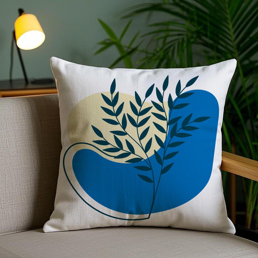 Abstrakte Einfache Geometrische Blatt Kissenhülle Seidig Elegant Komfort Sofa Bett Unsichtbarer Reißverschluss