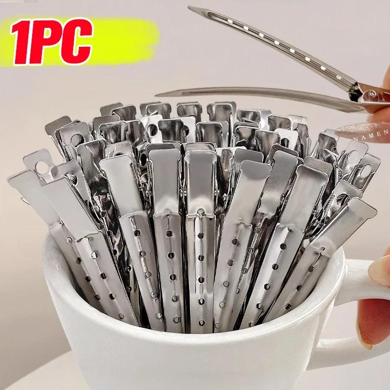 

Woman Silver Hair Clips Metal Hairdressing Sectioning Clip Clamps Barber Hair Cut Use Styling Tools Hair Root Fluffy Hairpin