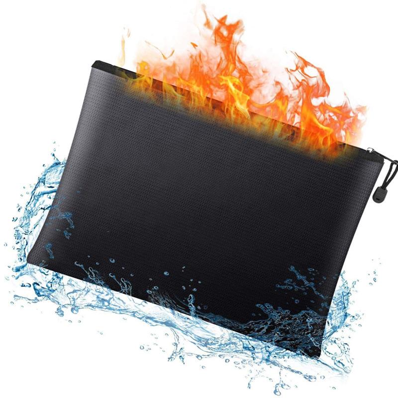 Feuerfeste Dokumententasche Wasserdichte Geldbörse Feuersichere Aufbewahrungstasche mit Reißverschluss Bargeld Aktenumschlaghalter für Zuhause Büro Sicherheit