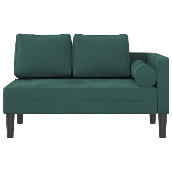 VidaXL Chaise Longue with Cushions Dark Green Velvet, Upholstered Sofa, Sofa for Bedroom, 2-seater Sofa, 4007573