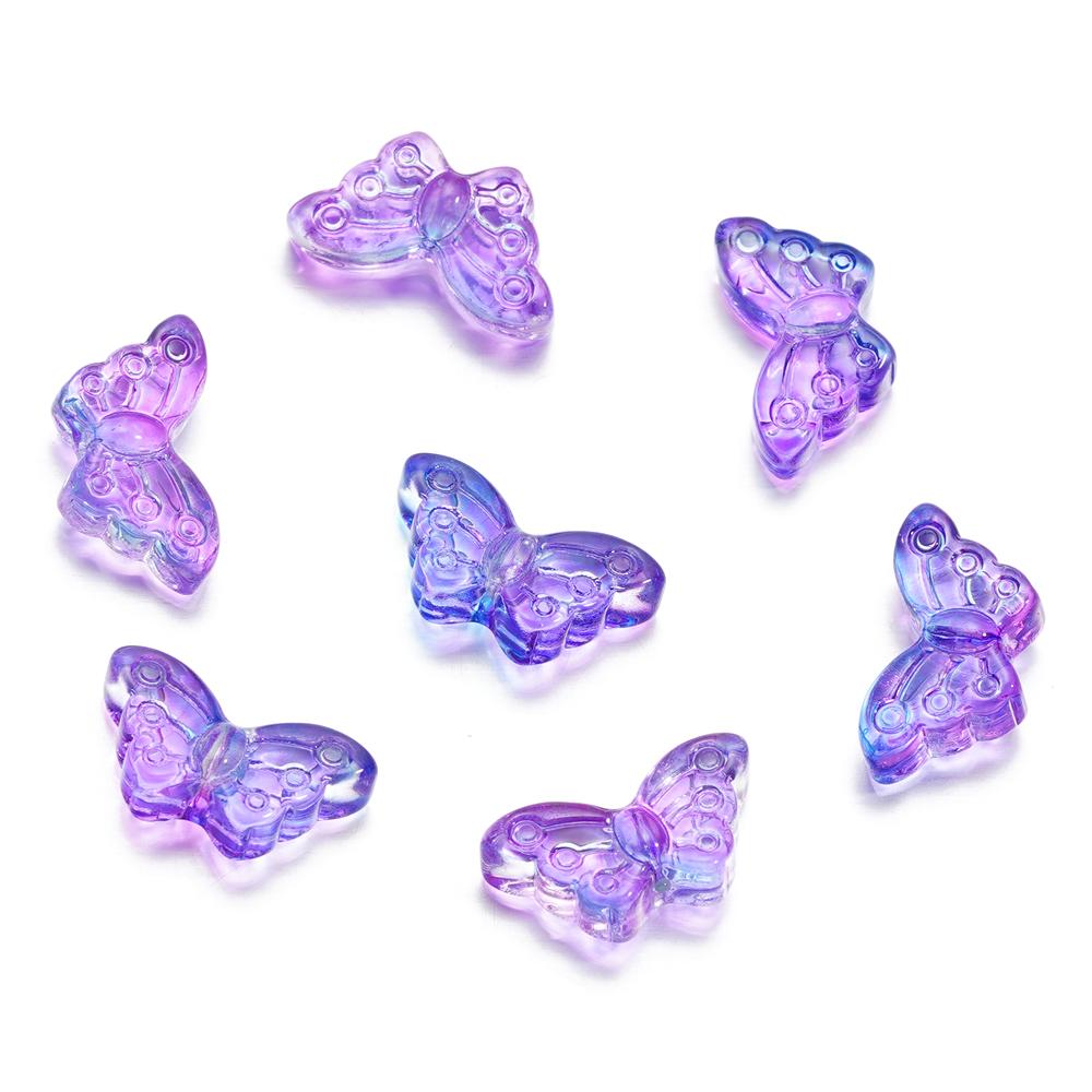 30Pcs/Lot 8*15mm Transparent Glass Small Butterfly Charms Animal Pendant For Handmade DIY Bracelet Necklace Jewelry Making