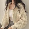 Hooded Knitted Cardigan Sweater Loose Zipper Long Sleeve Jacket