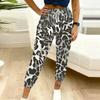 Summer Ladies Leopard Print Printed Sweatpants Loose Fit Drawstring Joggers Elastic Cuff Daily Casual Pants