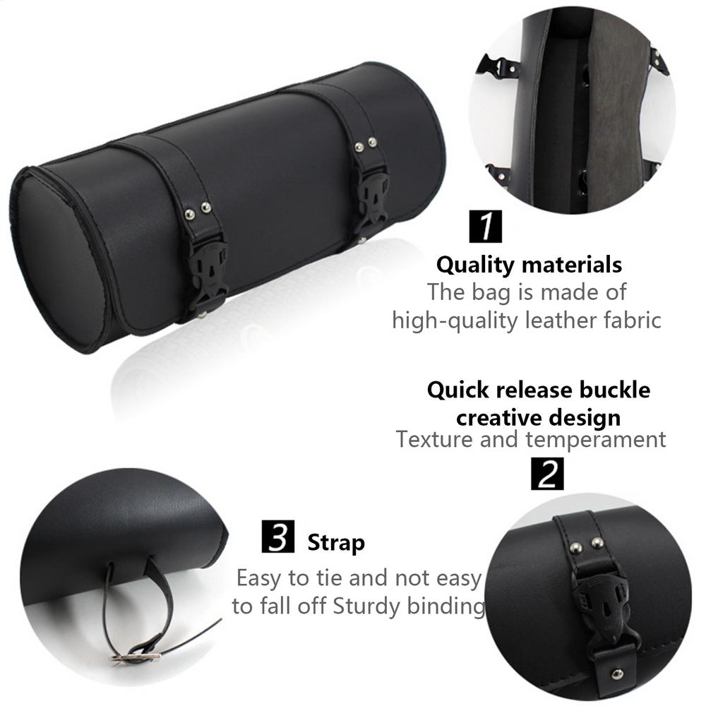 Motorcycle Tool Bag PU Leather Front Fork Handlebar Saddlebag Roll Tail Storage Bag Waterproof Dirty Bikes Saddlebags Tool Pouch