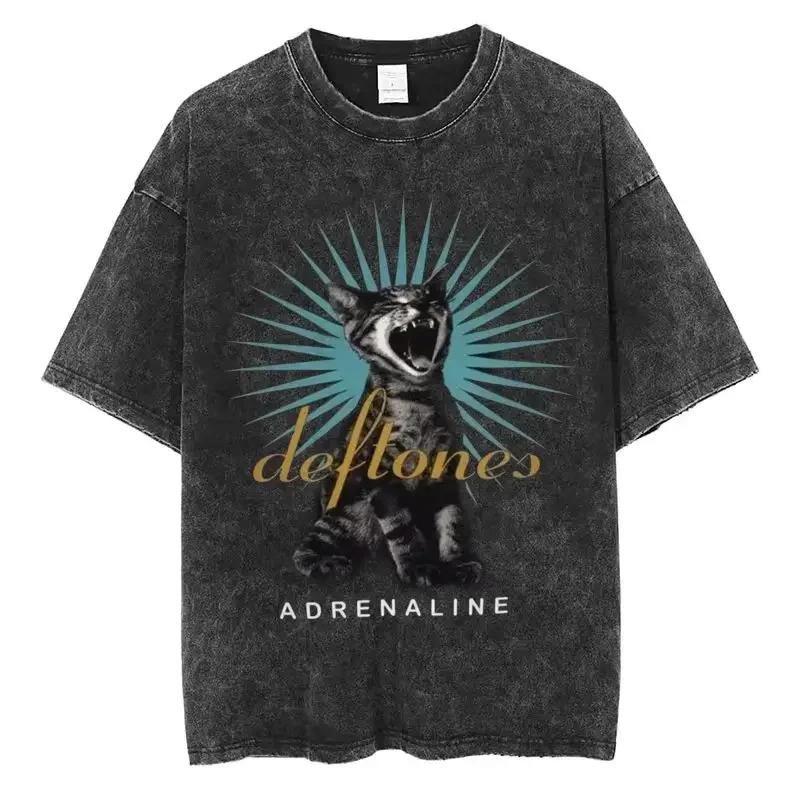 New Hip Hop Deftones Washed Short Sleeve Round Neck Y2k T-shirt Men's Clothing New Top and T-shirt Men's T-shirt Camisetas