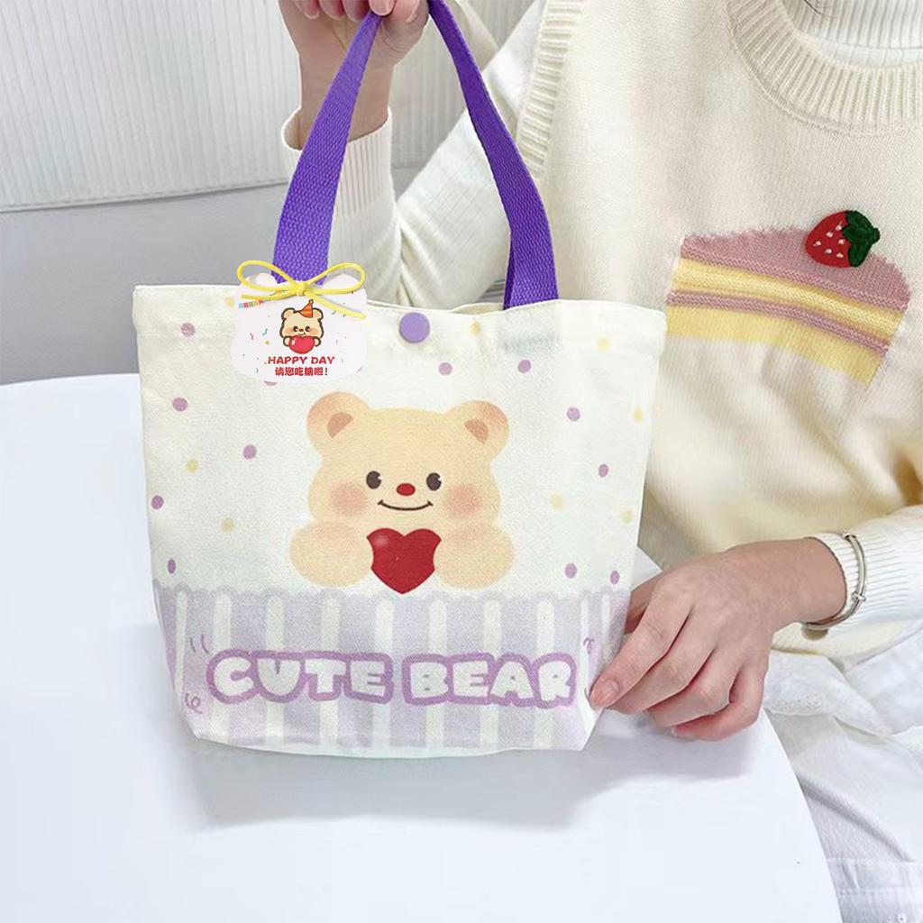 New bag wind butter bear canvas bag cute canvas bag portable daily storage woman