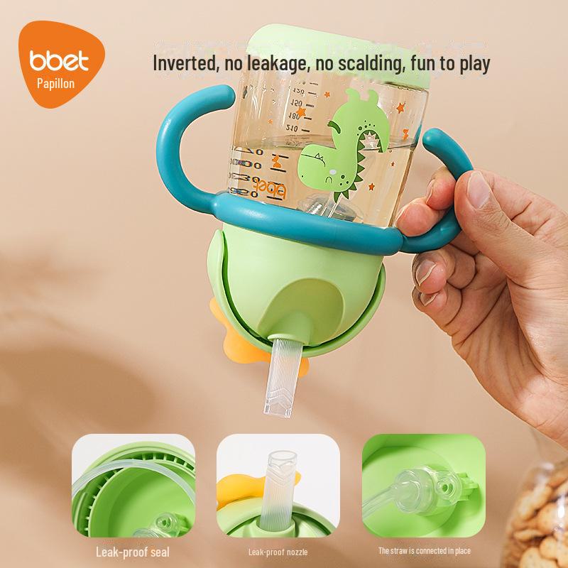 Dual-Purpose Baby Elephant Water and Milk Cup with Straw for 6+ Months