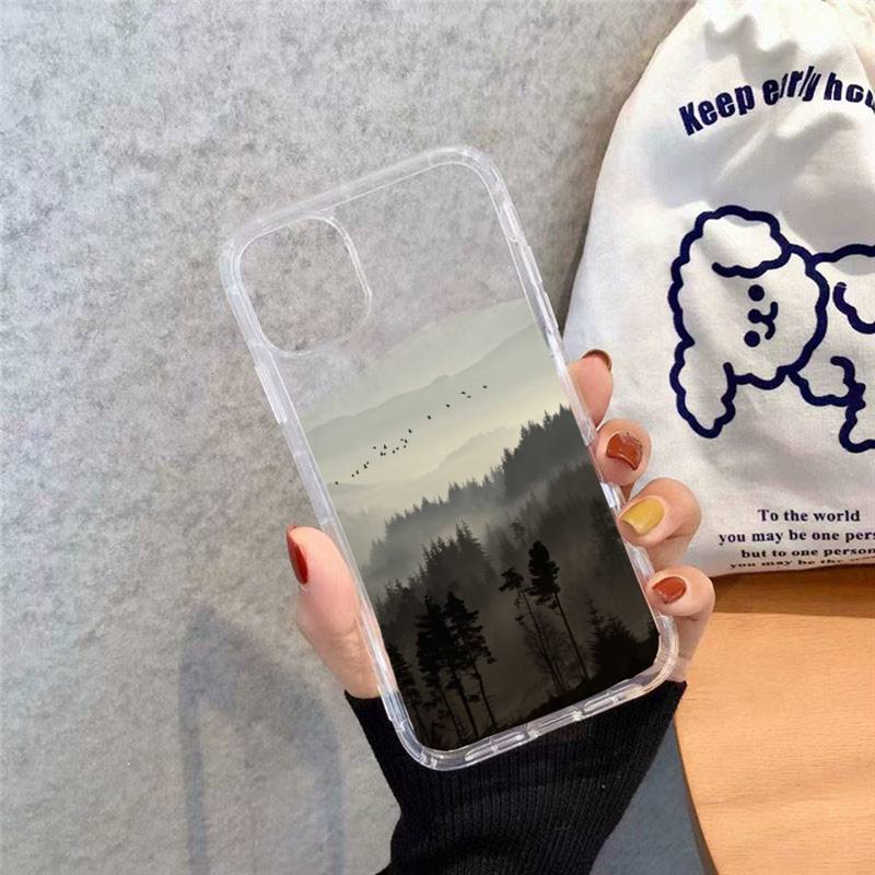 

Чехол для телефона с принтом «Горный лес, облако, туман, пейзаж», прозрачный мягкий чехол для iphone 12 11 13 7 8 plus x xs xr pro max mini iphone13promax