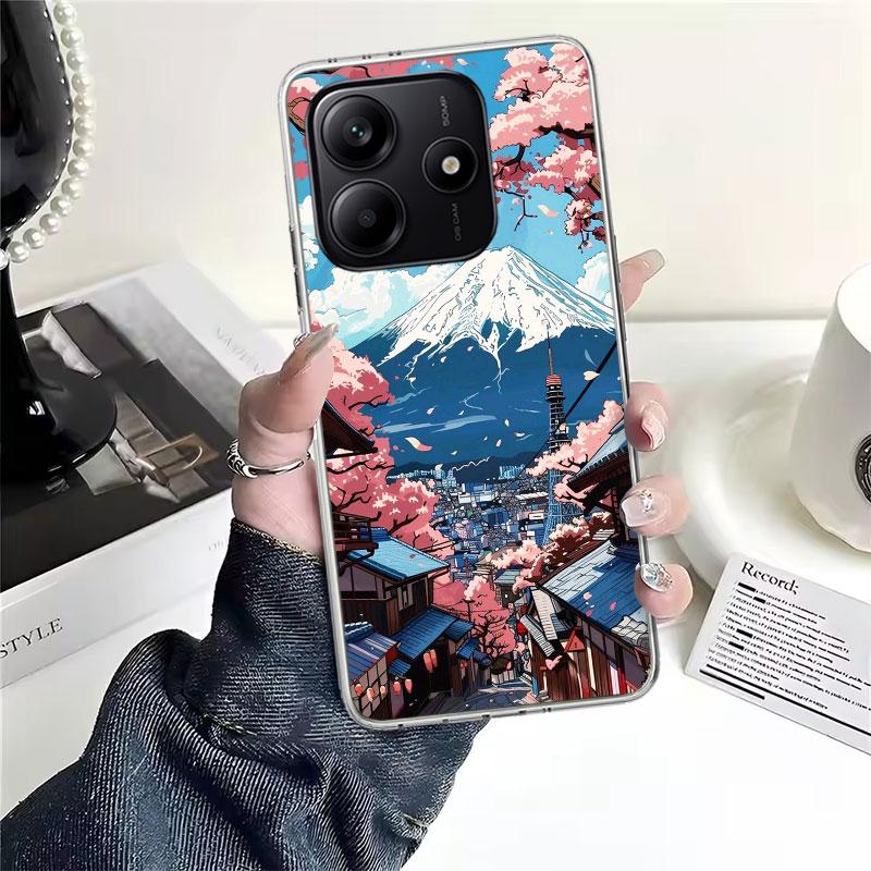 Japanese Cherry Mount Fuji Soft Phone Case For Xiaomi Redmi Note 15 14 14S 13 12 Pro Plus 12S 11 11S 11E 10 10S 11T 5G Fundas Co