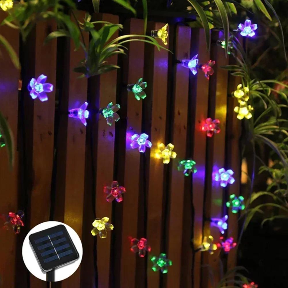 Solar Cherry Garden Flower Lights Battery-operated Garland Solar Outdoor Waterproof Lawn Pathway Christmas Decoration