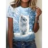 Summer Round Neck Short Sleeved Casual Versatile Top with Animal Print Women's T-shirts