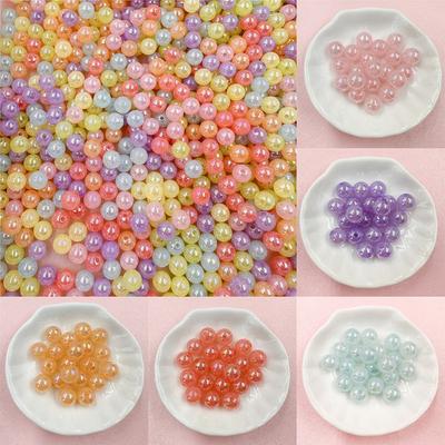 100 Stücke Acryl Runde Lose Perlen DIY Für Handy Kette Armband 9,8mm Handgefertigte Materialien Modeschmuck Zubehör